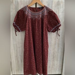 NWT Madewell Puff Sleeve Embroidered Floral Print Dress SZ:Small